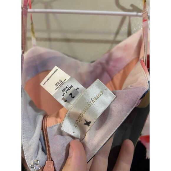 Anthropologie Corey Lynn Calter Dress Women's size 2 pink watercolor floral midi - Picture 6 of 6